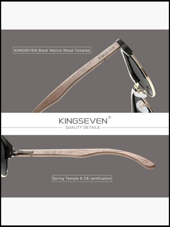 Wooden Semi-Rimless Polarized Sunglasses Unisex Classic Retro main image 7